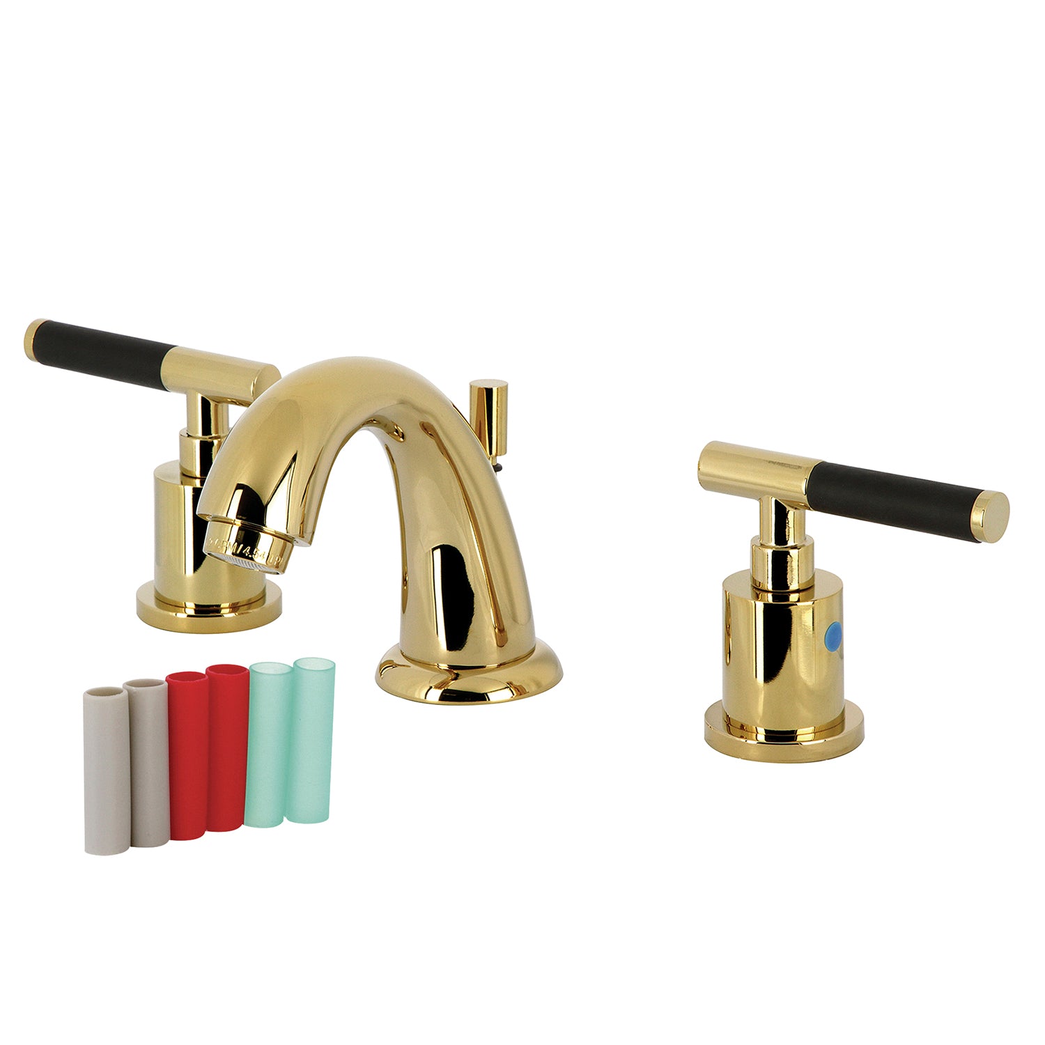 Kingston Tulare KB8912CKL - Kaiser Two-Handle 3-Hole Deck Mount Widespread Bathroom Faucet with Pop-Up Drain, Polished Brass — image 1